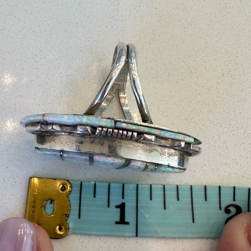 Sterling Silver Signed Native American Ring With … - image 6